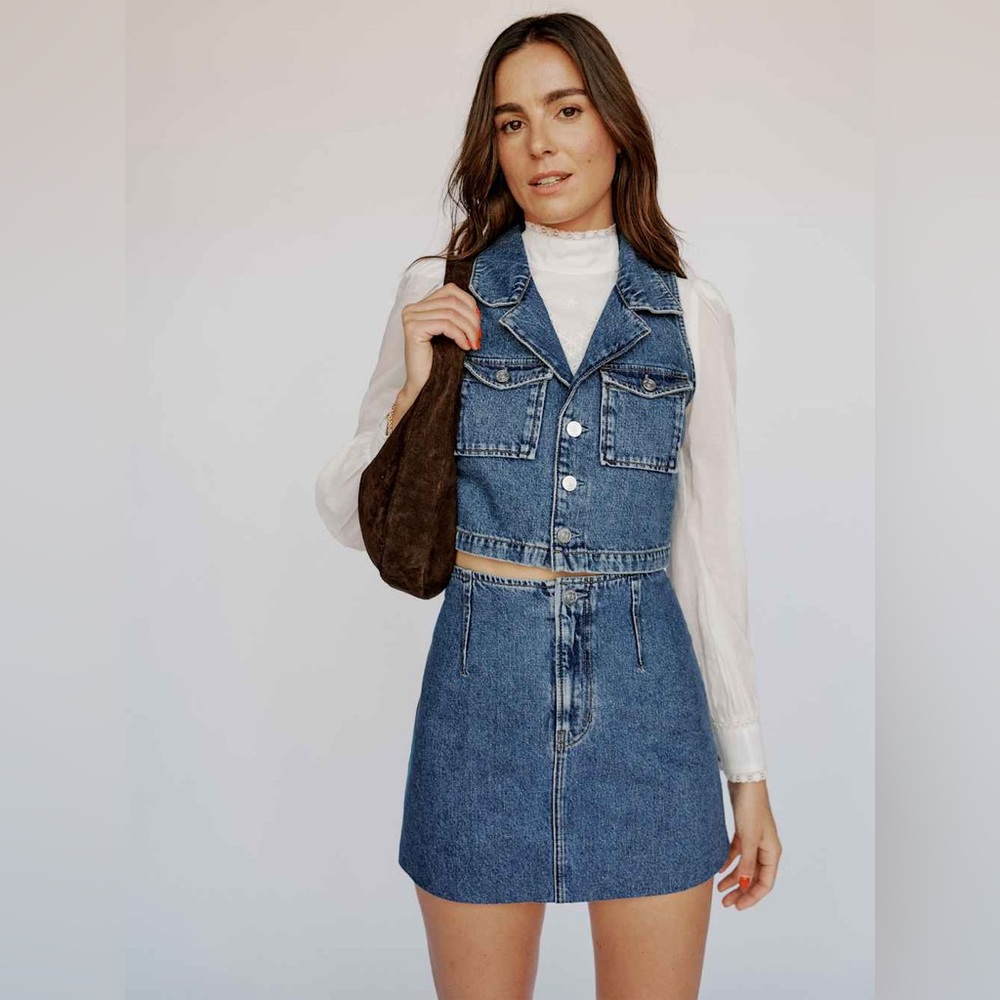 REFORMATION Abbi Nonstretch Denim Vest In Delray Size 2 New